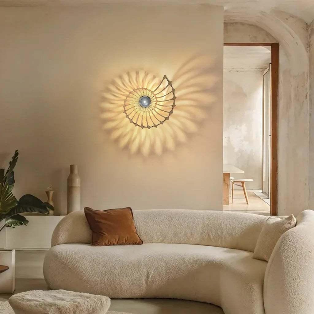 Ronde Wandlamp 50 cm Goud Keramiek Handgemaakt LED Drukknop Snoer 150 cm