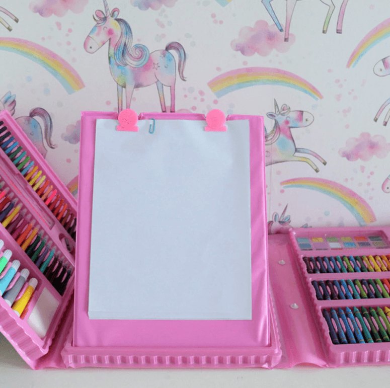 Tekenkoffer 208-delig Kleurrijk Creatief Materiaal Kinderen Kunstset Inclusief Etui Potloden Stiften
