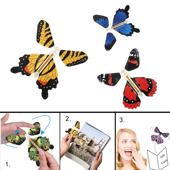 Vliegende Vlinders Verrassing 10x12cm Opwindbaar Kartonnen Speelgoed Kinderfeest Decoratie Cadeaukaart