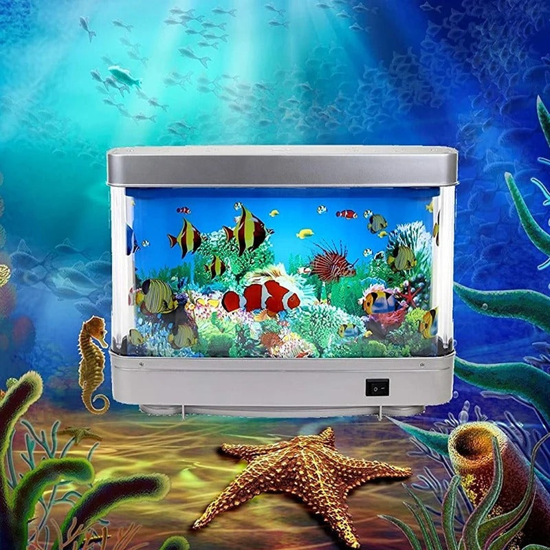 Retro Aquariumlamp met Bewegende Vissen - Rustgevende Sfeerverlichting voor Woonkamer, Kantoor, Kinderkamer | Geen Onderhoud Nodig | Nostalgische LED-lamp