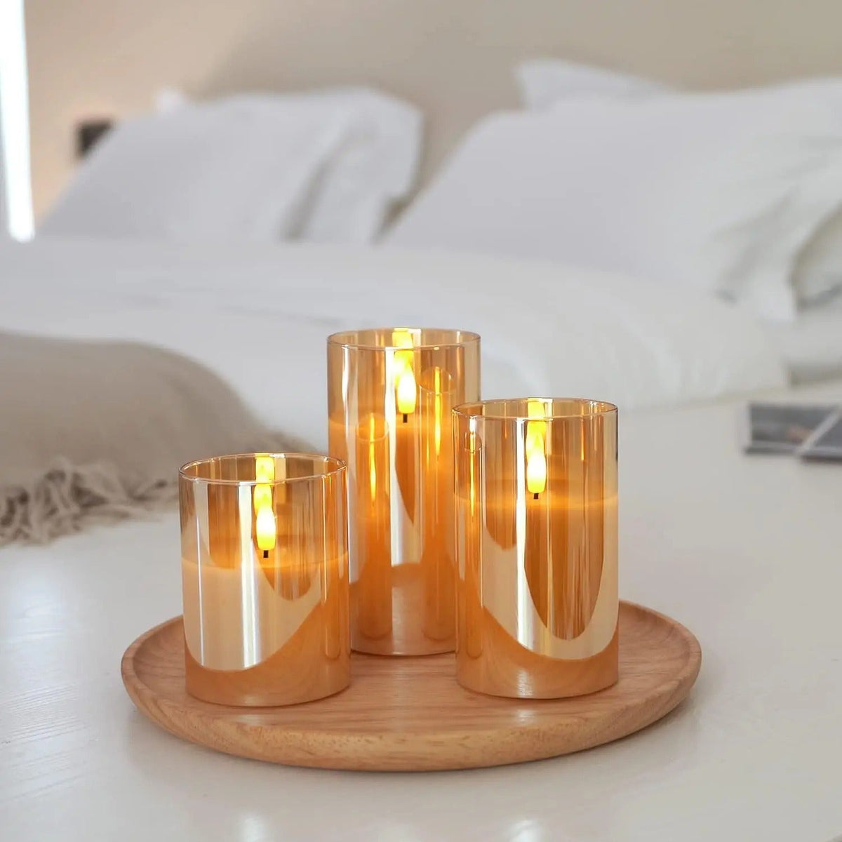 Draadloze LED-Kaarsen Set 3 Stuks Vlameffect Afstandsbediening Timer Warm Wit Sfeerlicht Woonkamer Decoratie