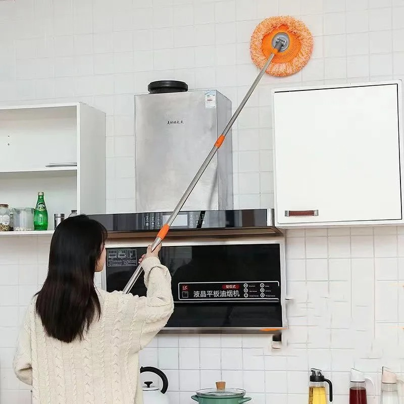 Roterende Dweil met Chenille Doeken 360° Draaibaar Verstelbaar Handvat Professioneel Vloer Ramen Schoonmaak
