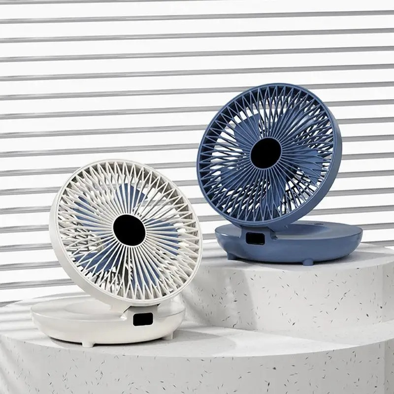 Draagbare Ventilator Verstelbaar 120° Oscillatie USB Oplaadbaar 4 Snelheden Fluisterstil Tafel Wandmontage
