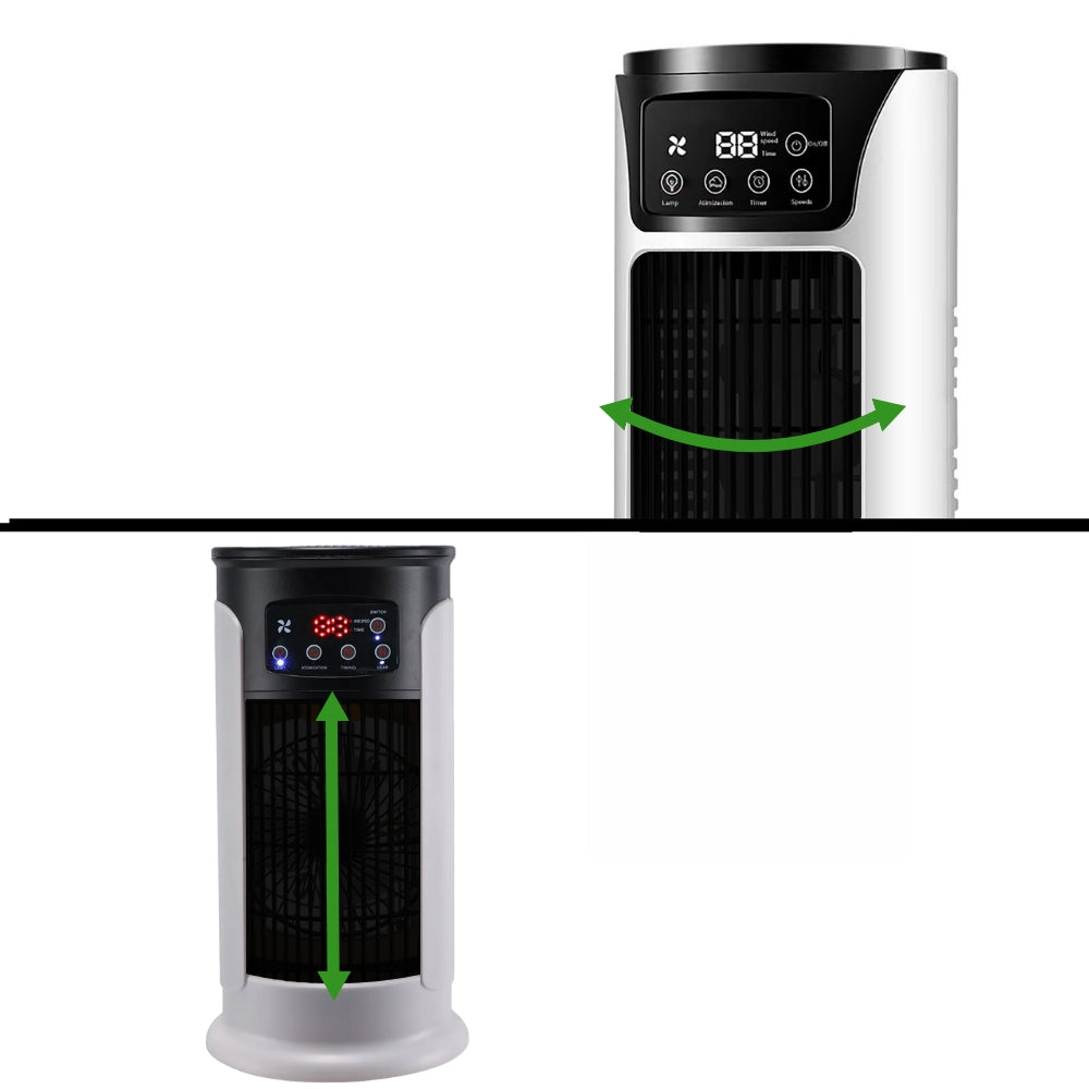 Mobiele Luchtkoeler 5-in-1 Verdamping Ventilator Verrijdbaar 300ml Watertank Energiezuinig Stilstand Thuiskantoor