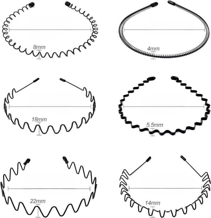 Metalen Haarband voor Heren - Gegolfde en Zigzag Styling - Comfortabel en Duurzaam - Set van 6 Stuks