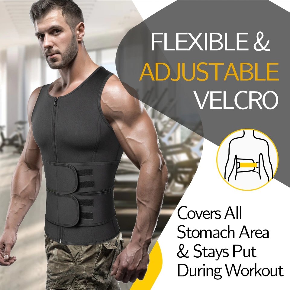 Neopreen Sauna Sportvest Heren Zwart Compressie Thermoregulatie Training Fitness Gym Workout Zweten Shaping