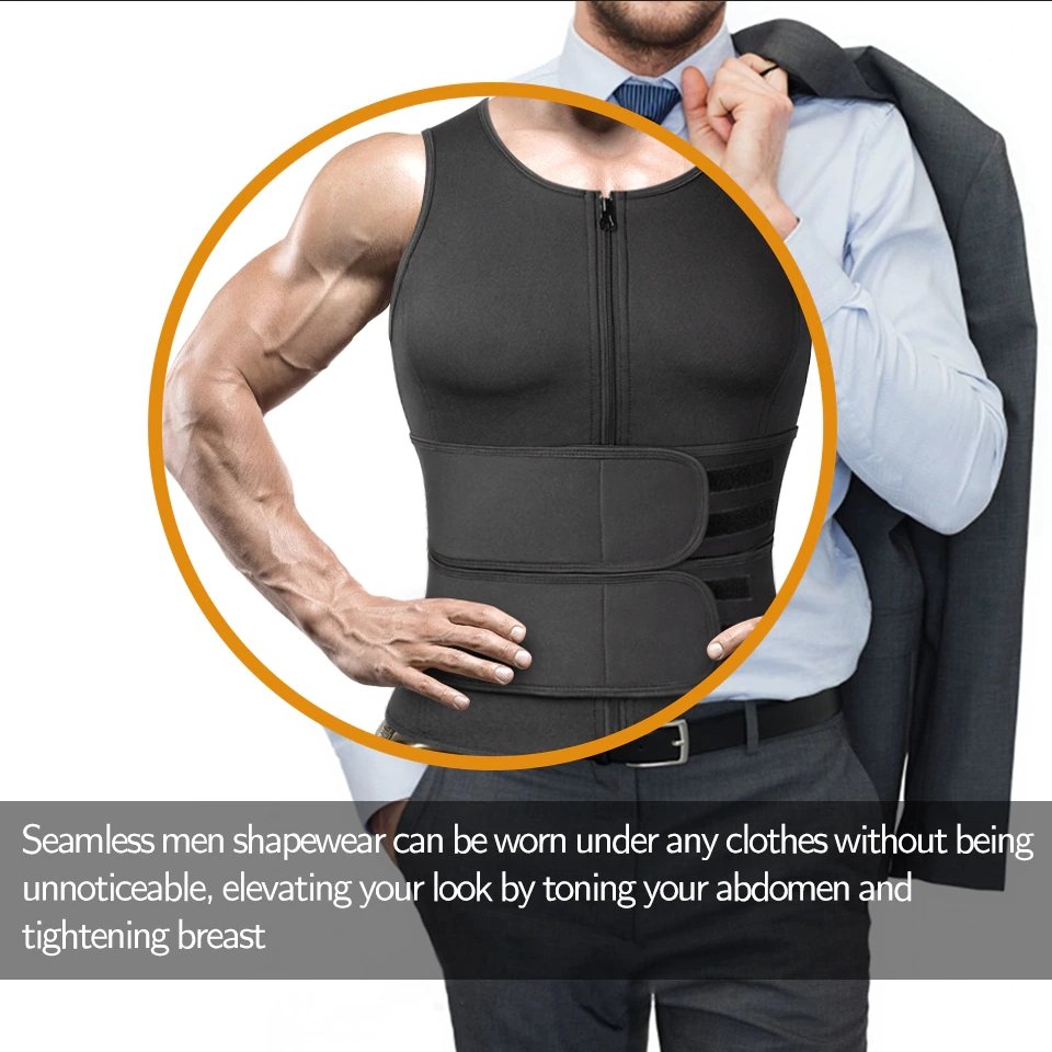 Neopreen Sauna Sportvest Heren Zwart Compressie Thermoregulatie Training Fitness Gym Workout Zweten Shaping