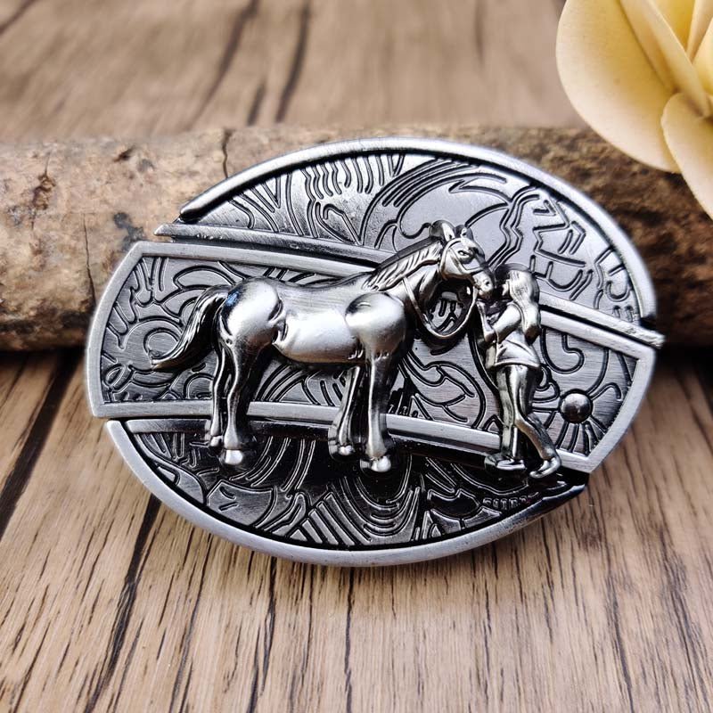 Metalen Gesp Cowboy Riemgesp Ovaal Design Western Style Accessoire voor Heren Riem Vintage Look Casual
