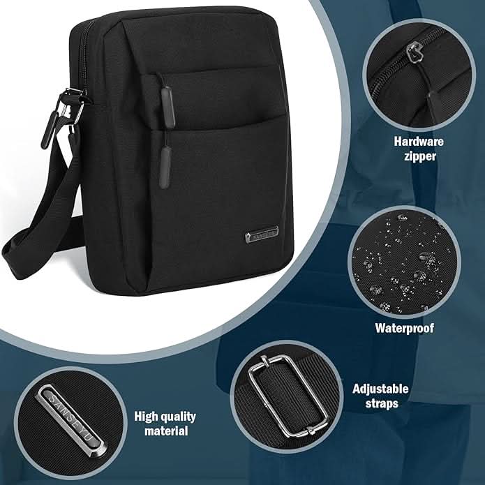 Waterdichte Schoudertas Heren met Antidiefstal Rits Verstelbare Schouderriem Compacte Crossbodytas Dagelijks