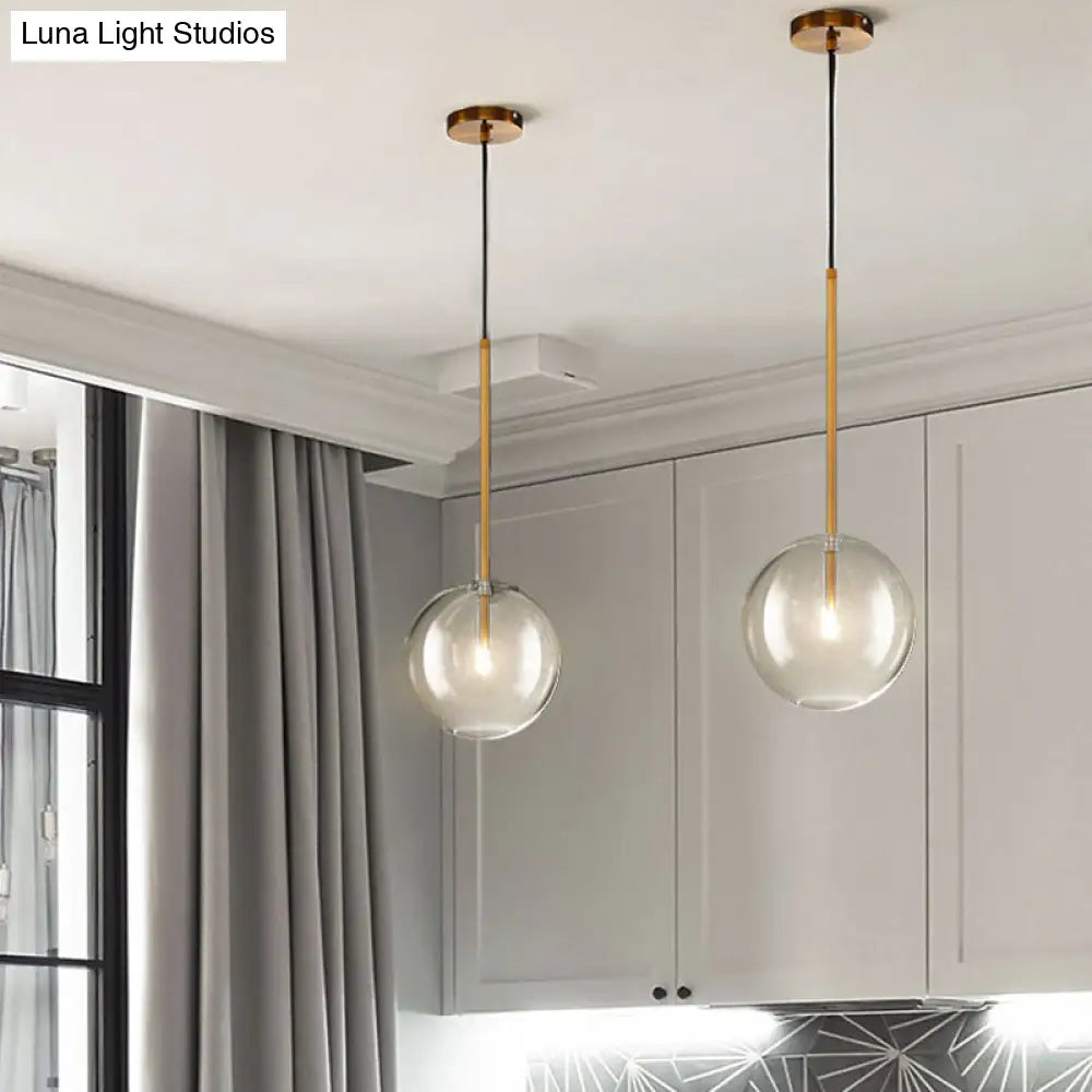 Glazen Bol Hanglamp Goud Minimalistisch Design Bolvormig Plafondverlichting Modern Interieur Woonkamer Eetkamer