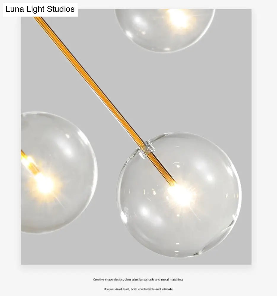 Glazen Bol Hanglamp Goud Minimalistisch Design Bolvormig Plafondverlichting Modern Interieur Woonkamer Eetkamer