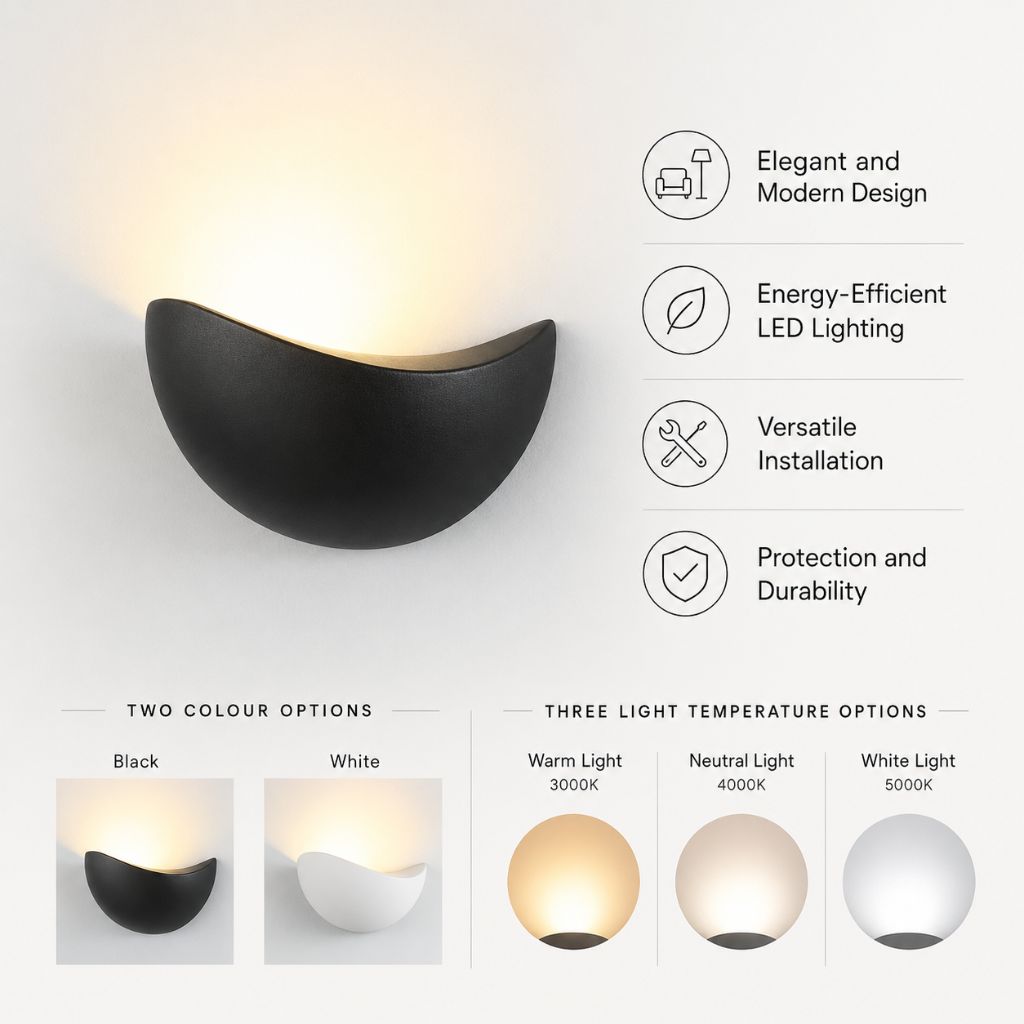 Halfronde LED Wandlamp Aluminium 20cm Warm Neutraal Wit Licht Slaapkamer Woonkamer Gang Waterdicht IP65