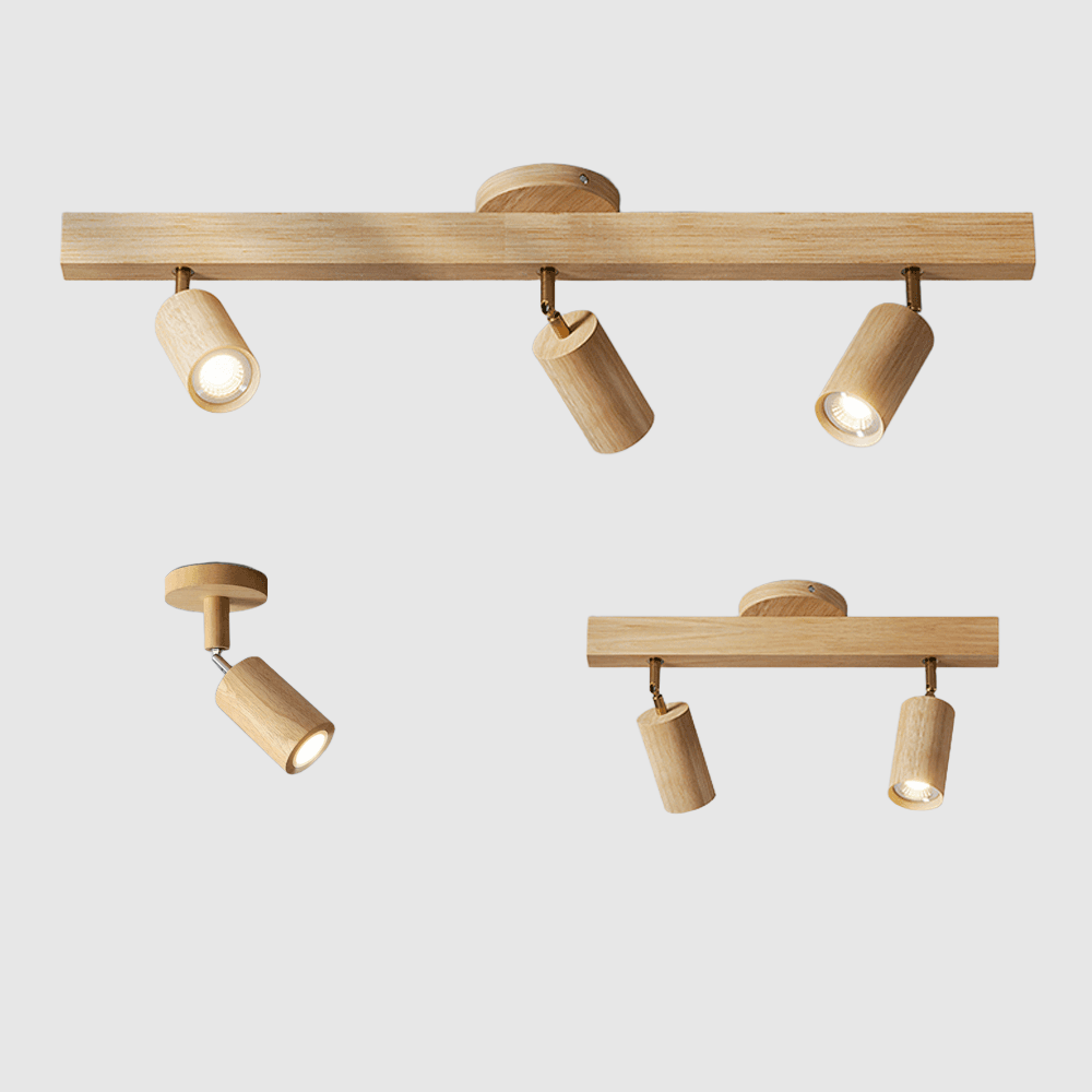 Modulaire Houten Plafondlamp met Verstelbaar Licht - Scandinavisch Design