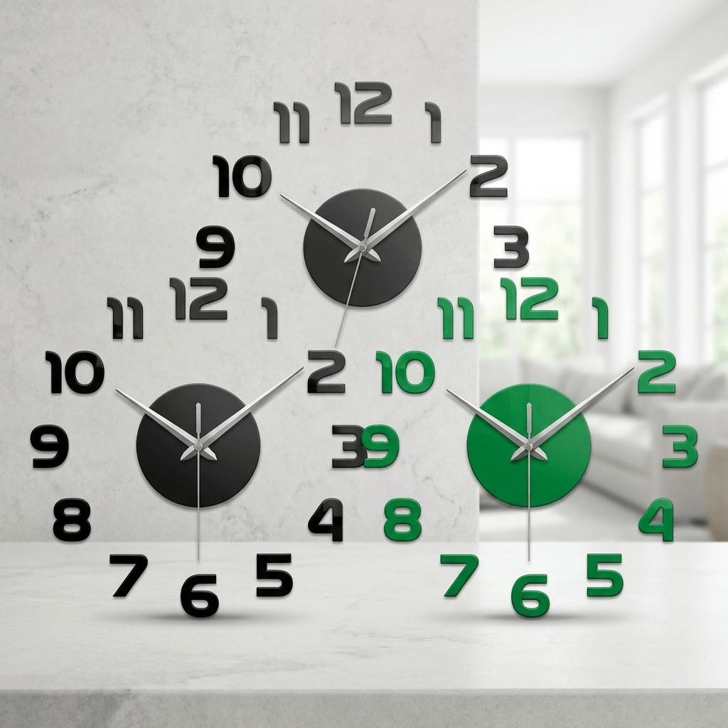 3D Wandklok Rahmenloos met Nachtlichtende Cijfers Stille Uurwerk Modern Design voor Woonkamer en Slaapkamer