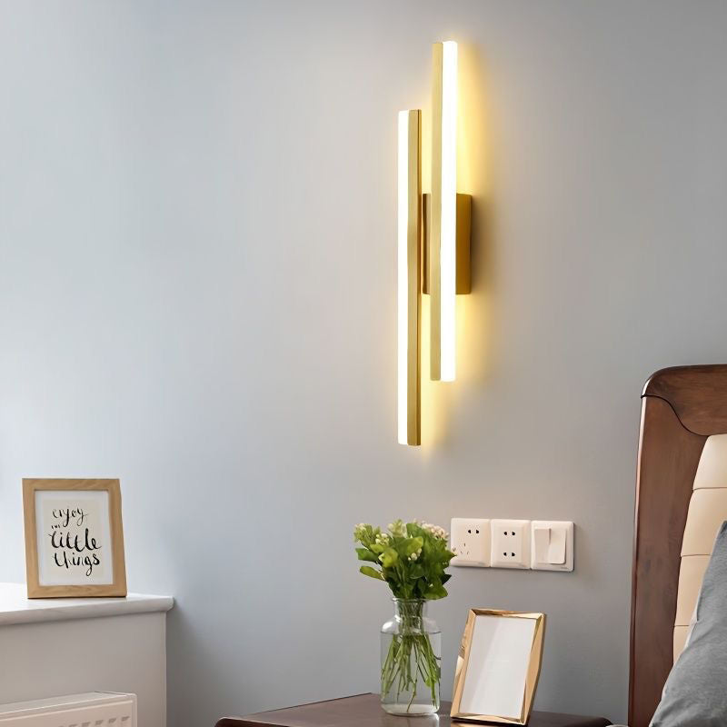 Verticale LED-wandlamp met metalen lijn 48cm warmwit licht modern slaapkamer woonkamer wandverlichting