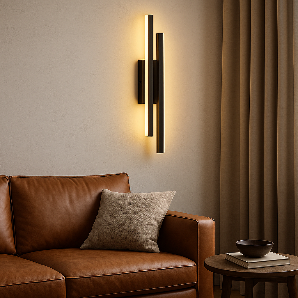 Verticale LED-wandlamp met metalen lijn 48cm warmwit licht modern slaapkamer woonkamer wandverlichting