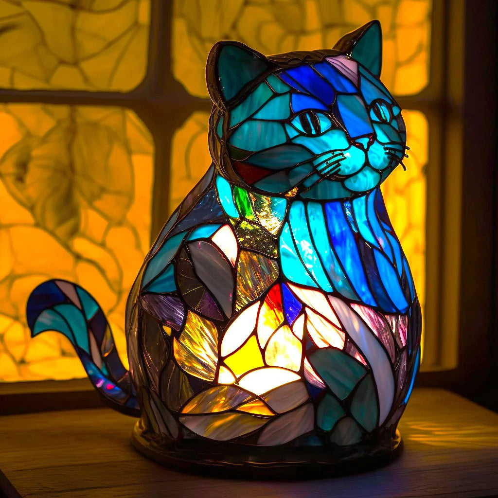 Decoratieve Tafelverlichting met Gekleurd Glasmozaïek - Wolf, Schildpad, Leeuw, Olifant - Sfeervolle Tafellamp 15cm
