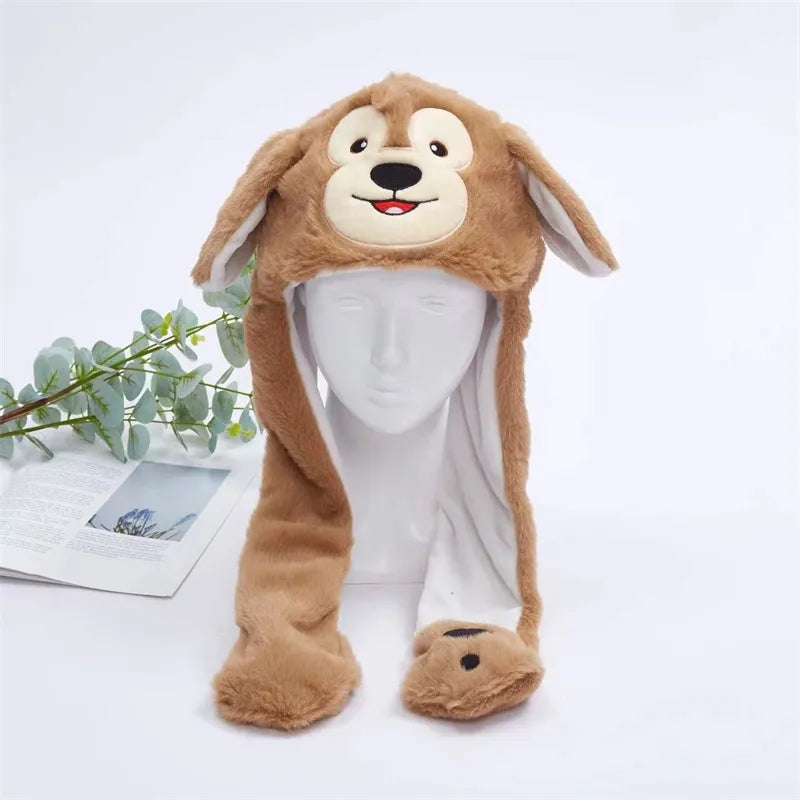Pluche Muts met Bewegende Oortjes voor Kinderen en Volwassenen - Zachte Knuffelmuts met Springmechanisme