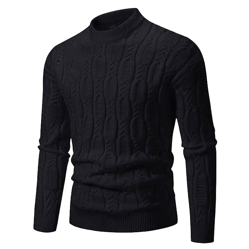 Gebreide Heren Trui met Kabelmotief Ronde Hals Geribd Boordwerk Casual Winterkleding Gestructureerd Warm