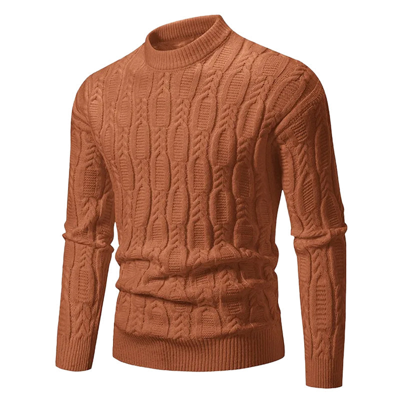 Gebreide Heren Trui met Kabelmotief Ronde Hals Geribd Boordwerk Casual Winterkleding Gestructureerd Warm