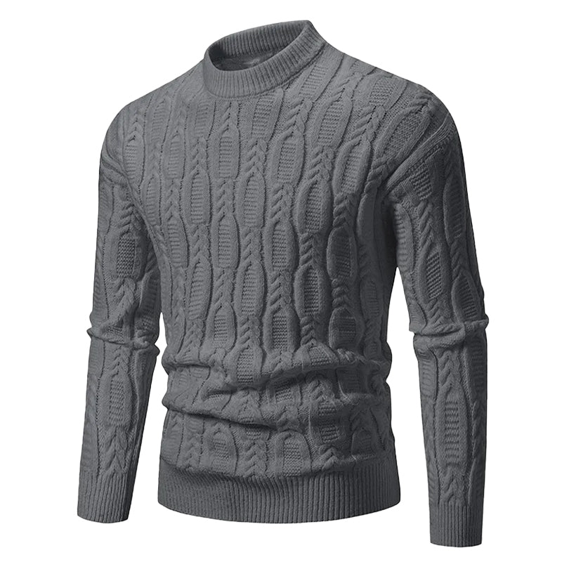 Gebreide Heren Trui met Kabelmotief Ronde Hals Geribd Boordwerk Casual Winterkleding Gestructureerd Warm