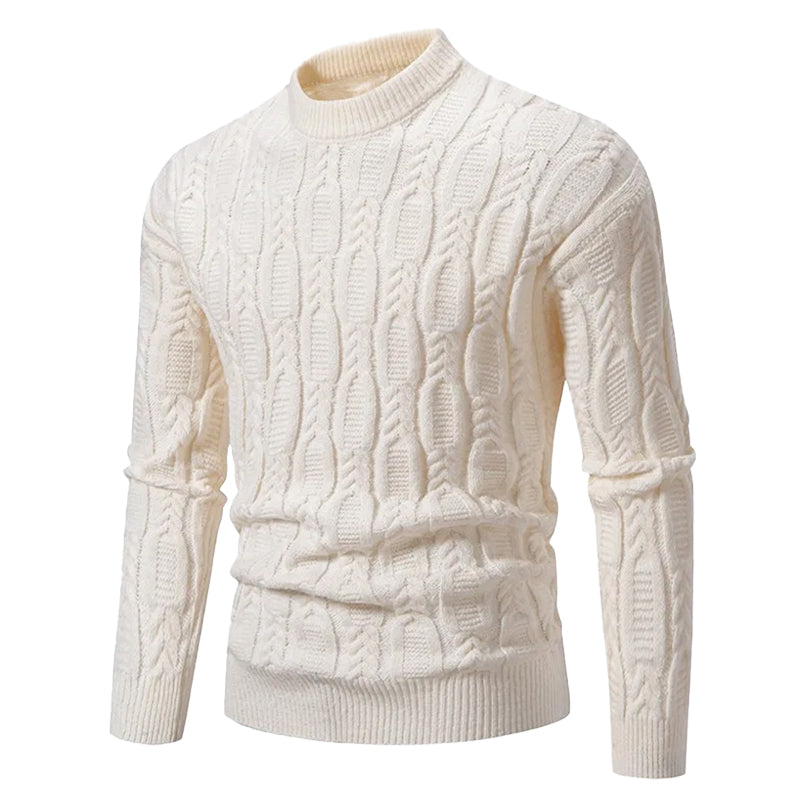 Gebreide Heren Trui met Kabelmotief Ronde Hals Geribd Boordwerk Casual Winterkleding Gestructureerd Warm