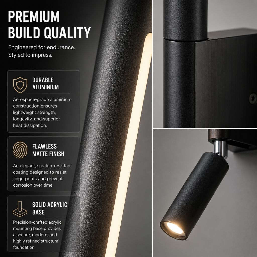 Wandlamp Slaapkamer met Draaibare Leeslamp 345° Rotatie Zwart Wit Aluminium Indirect Licht Moderne Verlichting
