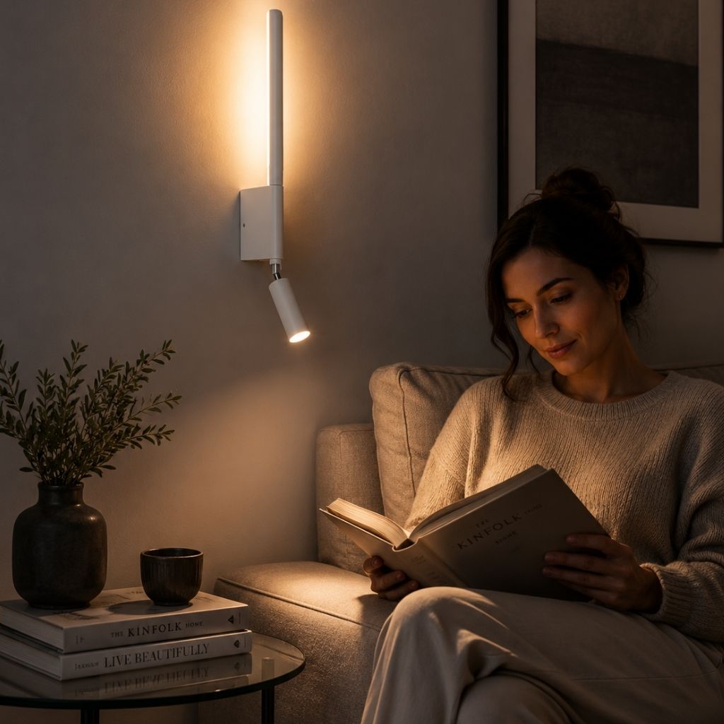 Wandlamp Slaapkamer met Draaibare Leeslamp 345° Rotatie Zwart Wit Aluminium Indirect Licht Moderne Verlichting