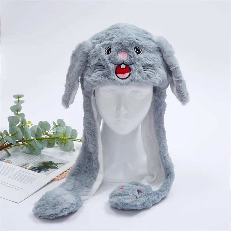 Pluche Muts met Bewegende Oortjes voor Kinderen en Volwassenen - Zachte Knuffelmuts met Springmechanisme