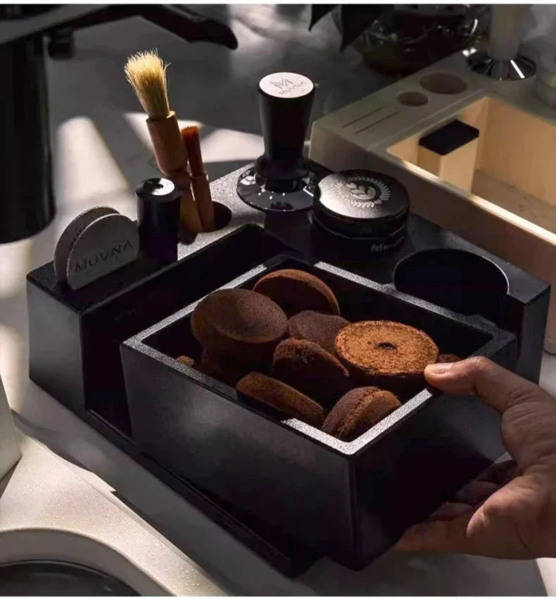 Espresso Tampingstation met Klopbak voor Koffiemaling 51-58mm Verstelbaar Barista Werkstation Koffiehoek