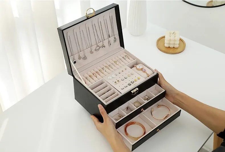 Luxe Sieradendoos met Meerdere Lagen - Elegante Opbergbox voor Sieraden