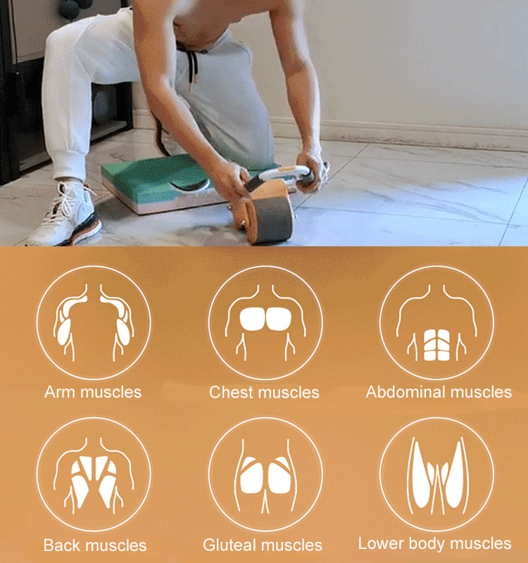 Buikwiel met Elleboogsteunen en Ergonomische Handvatten voor Volledige Core Training - Zwart/Grijs