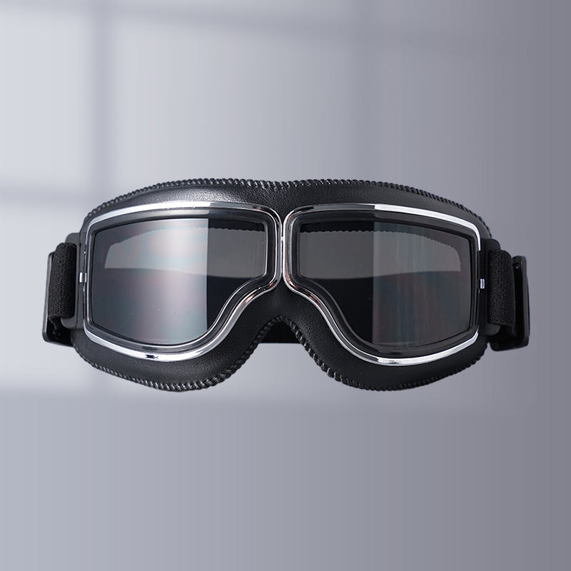 Retro Motorbril Leer met UV-Bescherming Verstelbare Band voor Motor Fiets Ski Wandelen Outdoor Sport