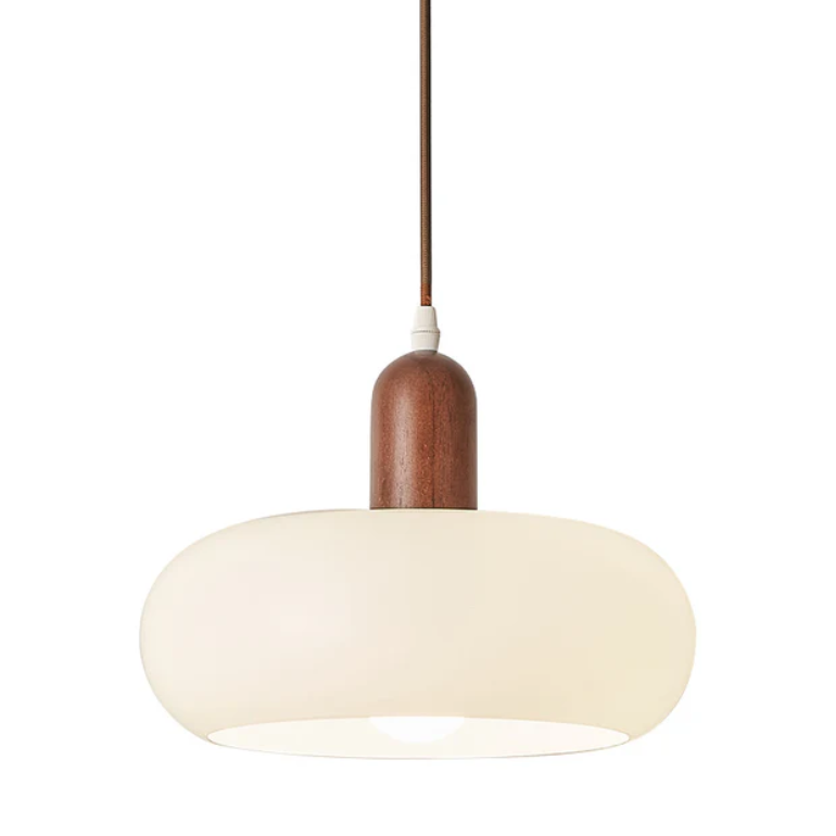 Hanglamp Crème Hout Glas E27 Scandinavisch Design Eetkamer Bar Verstelbaar Modern Interieur Woonkamer