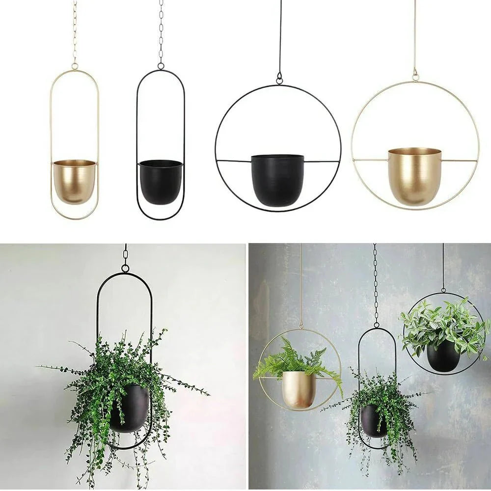 Hangende Plantenpot met Metalen Ring voor Kruiden en Vetplanten Binnen