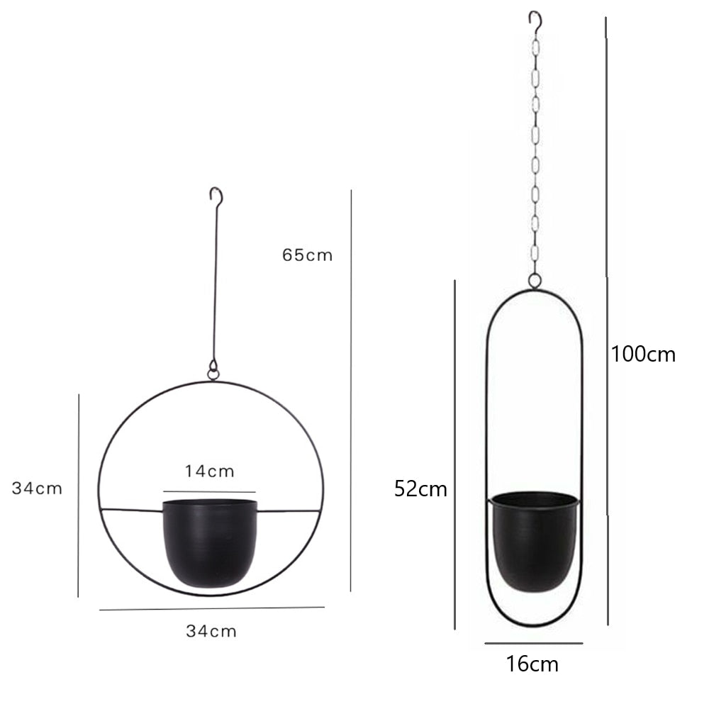 Hangende Plantenpot Metaal Wandmontage Zwart & Goud Minimalistisch Design voor Binnen