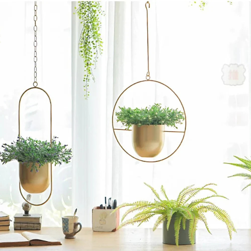Hangende Plantenpot met Metalen Ring voor Kruiden en Vetplanten Binnen