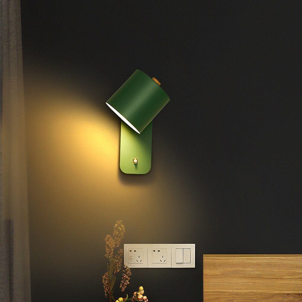 Wandlamp Hout Metaal Verstelbare Kap Schakelaar E27 Fitting Nordic Design Slaapkamer Hal Leesverlichting