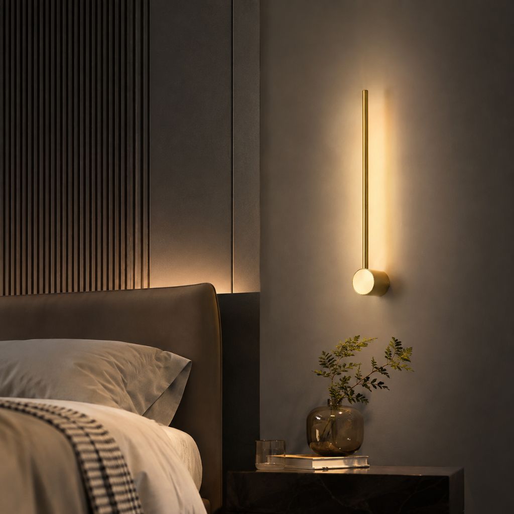 Minimalistische LED Wandlamp Aluminium 60-80cm Zwart Goud Woonkamer Slaapkamer Hal Modern Strak Design