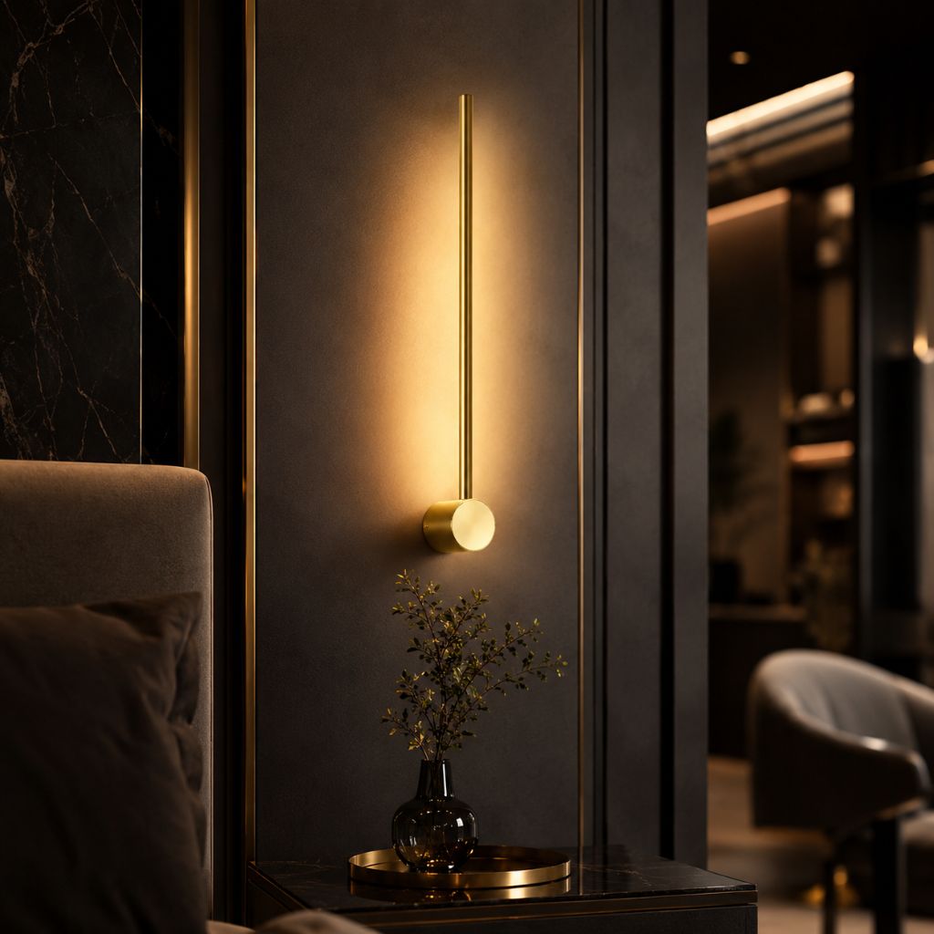 Minimalistische LED Wandlamp Aluminium 60-80cm Zwart Goud Woonkamer Slaapkamer Hal Modern Strak Design