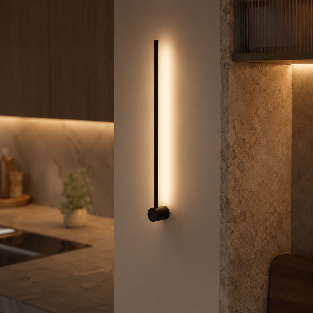 Minimalistische LED Wandlamp Aluminium 60-80cm Zwart Goud Woonkamer Slaapkamer Hal Modern Strak Design