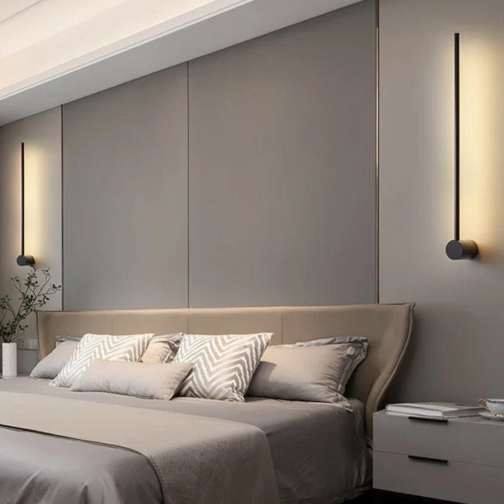 Minimalistische LED Wandlamp Aluminium 60-80cm Zwart Goud Woonkamer Slaapkamer Hal Modern Strak Design