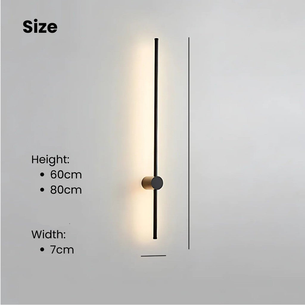 Minimalistische LED Wandlamp Aluminium 60-80cm Zwart Goud Woonkamer Slaapkamer Hal Modern Strak Design