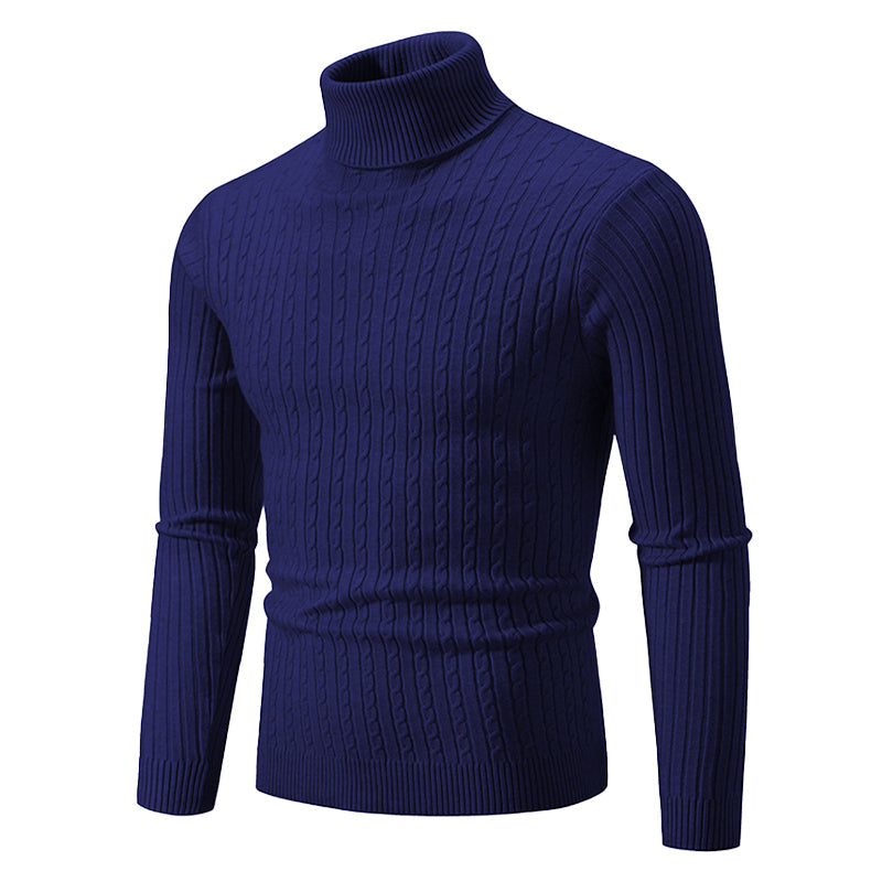Coltrui met Kabelpatroon - Geribbelde Col - Tijdloze Elegantie - Gestructureerde Mouwen - Dames Trui