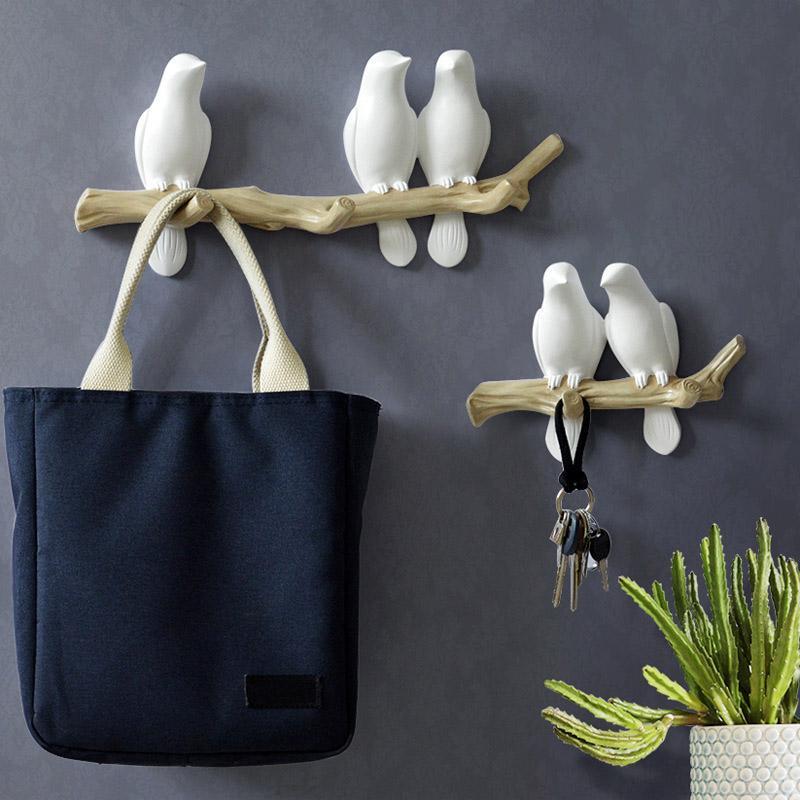 Decoratieve Wandhaak met Vogelontwerp - Harskunst voor Hal, Slaapkamer en Badkamer - Stijlvolle Opbergoplossing met Natuurlijke Charme