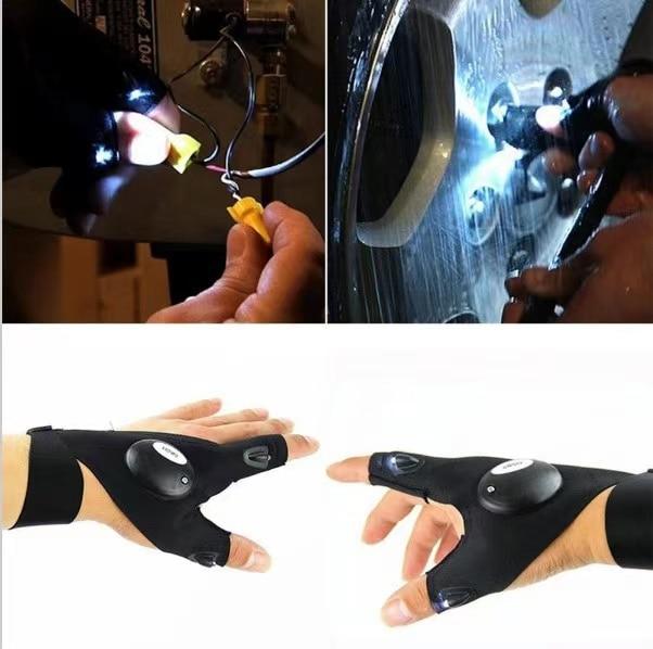 LED Vingerhandschoen met Licht Rechts Links Set voor Klussen Kamperen Vissen Fietsen Autoreparatie Handsfree