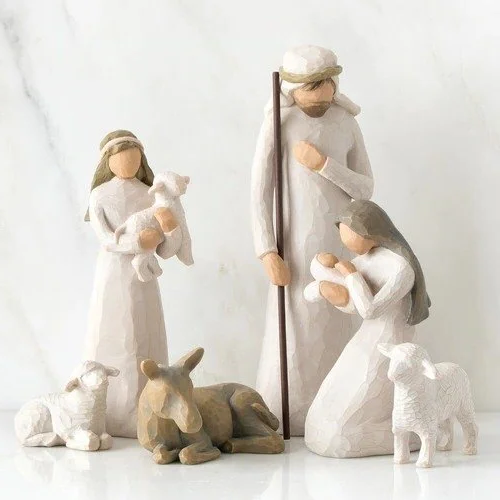 Kerststal Set 20-delig Handgemaakt Hout met Figuren Maria Jozef Herders Dieren Woonkamer Kerstdecoratie