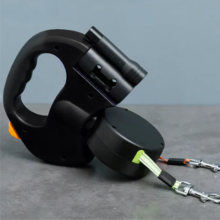 Dubbele Hondenriem met LED Verlichting en 360° Draaisysteem voor Twee Honden Tot 60kg Veilig Uitlaten
