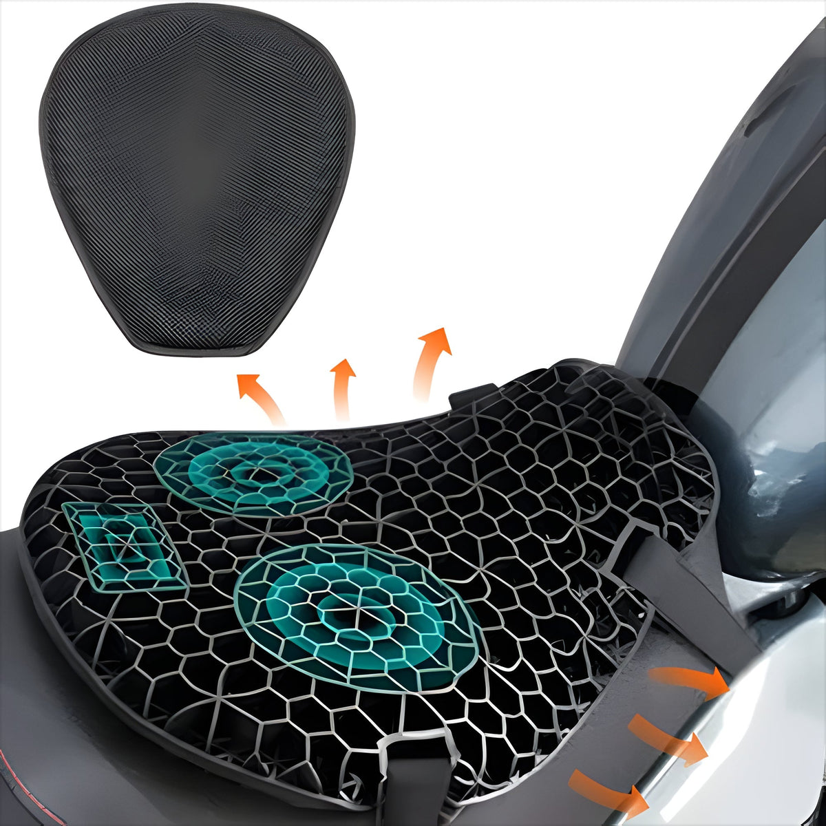 Gel Zadelkussen Motor Ergonomisch met Honingraatstructuur Antislip Drukverlaging voor Lange Comfortabele Ritten