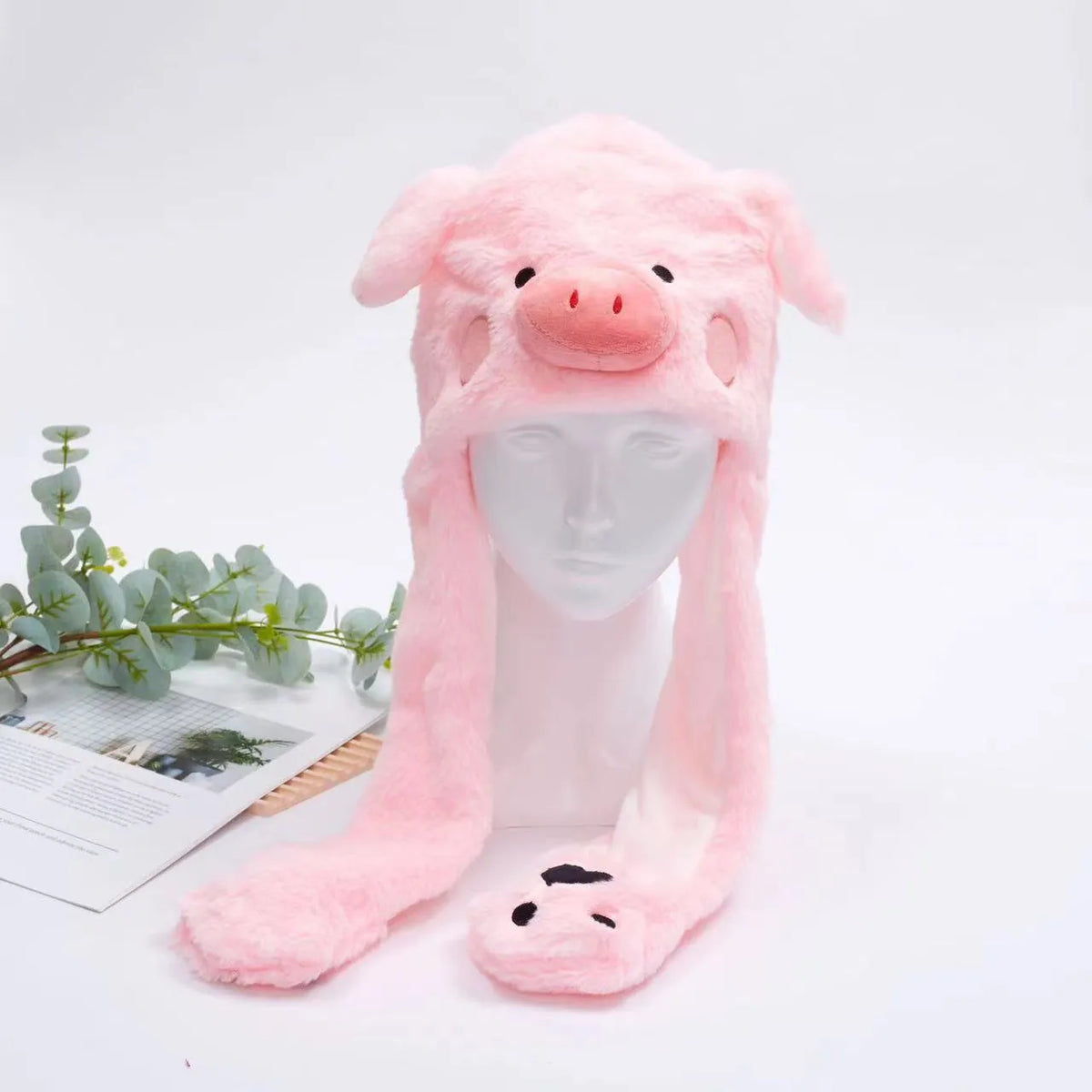 Pluche Muts met Bewegende Oortjes voor Kinderen en Volwassenen - Zachte Knuffelmuts met Springmechanisme